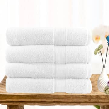 Darrahopens Home & Garden > Bedding 4 piece ultra light cotton bath towels in white
