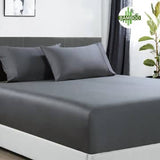 Darrahopens Home & Garden > Bedding 400 thread count bamboo cotton 1 fitted sheet with 2 pillowcases king single charcoal