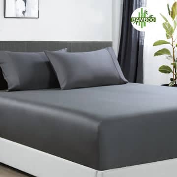 Darrahopens Home & Garden > Bedding 400 thread count bamboo cotton 1 fitted sheet with 2 pillowcases mega king charcoal