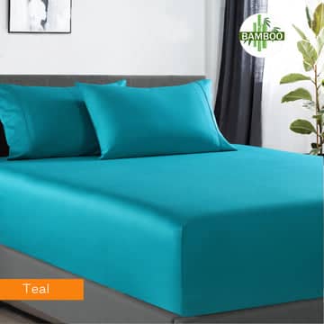 Darrahopens Home & Garden > Bedding 400 thread count bamboo cotton 1 fitted sheet with 2 pillowcases mega king teal