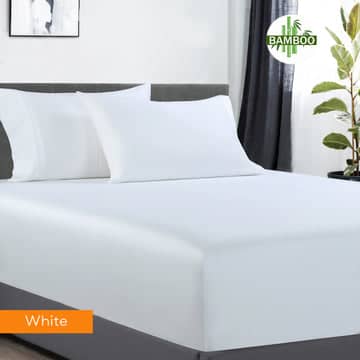 Darrahopens Home & Garden > Bedding 400 thread count bamboo cotton 1 fitted sheet with 2 pillowcases mega queen white