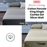 Darrahopens Home & Garden > Bedding 400TC Cotton Percale King Single Combo Set 50cm Wall Taupe