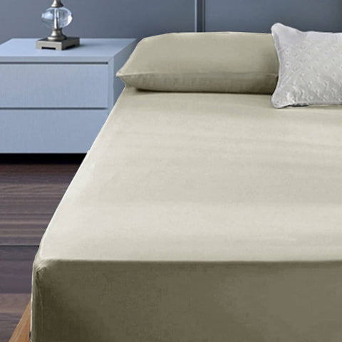 Darrahopens Home & Garden > Bedding 400TC Cotton Percale King Single Combo Set 50cm Wall Taupe