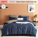 Darrahopens Home & Garden > Bedding 400TC Cotton Sateen Quilt Cover Set Foliole Queen