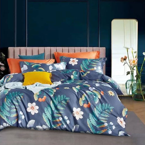 Darrahopens Home & Garden > Bedding 400TC Cotton Sateen Quilt Cover Set Mirade Garden King