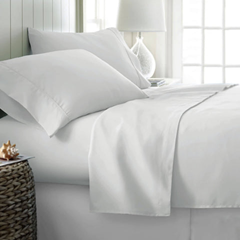 Darrahopens Home & Garden > Bedding 400TC Cotton Sateen Sheet Set Queen - White