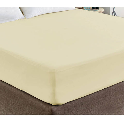 Darrahopens Home & Garden > Bedding 400TC Cream 100% Cotton Sateen Fitted Sheet King
