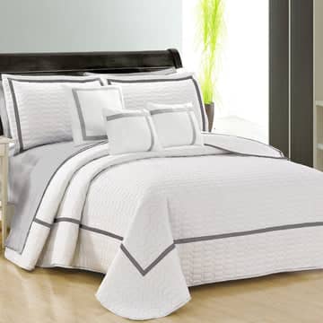 Darrahopens Home & Garden > Bedding 6 piece two tone embossed comforter set queen white