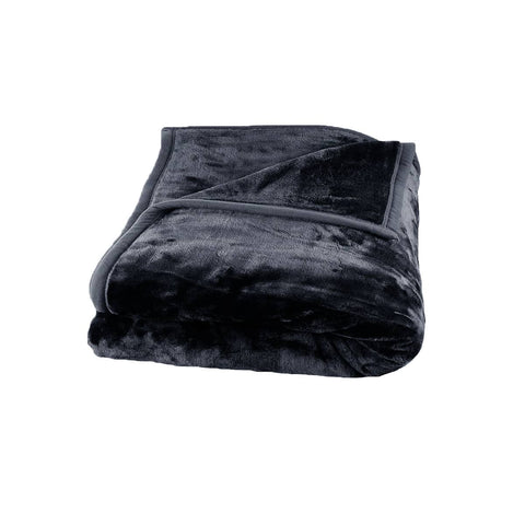 Darrahopens Home & Garden > Bedding 675gsm 2 Ply Solid Faux Mink Blanket Queen 200x240 cm Charcoal