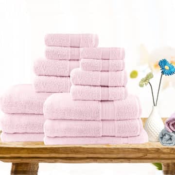 Darrahopens Home & Garden > Bedding 7pc light weight soft cotton bath towel set baby pink