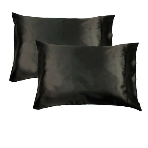 Darrahopens Home & Garden > Bedding Accessorize 300TC Deluxe Essentials Satin Standard Pillowcases Black