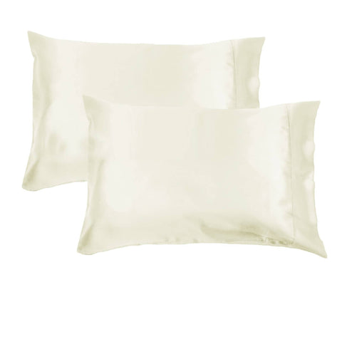 Darrahopens Home & Garden > Bedding Accessorize 300TC Deluxe Essentials Satin Standard Pillowcases Stone (Ivory)