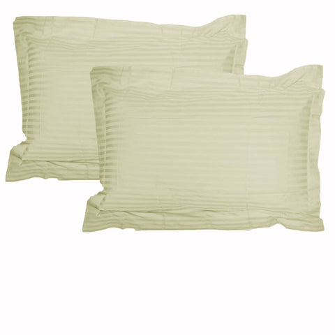 Darrahopens Home & Garden > Bedding Accessorize 325TC Pair of Stripe Jumbo / Queen Pillowcases Ecru