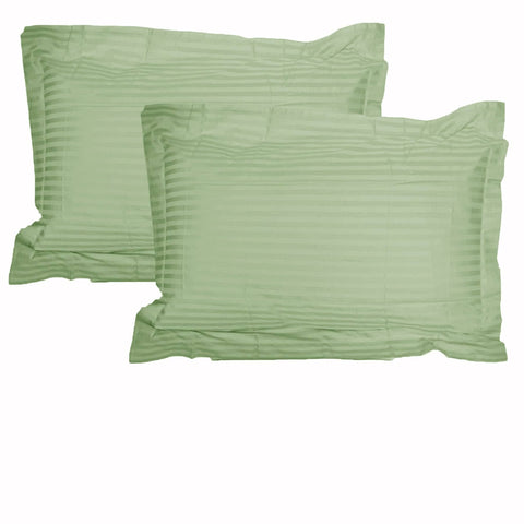 Darrahopens Home & Garden > Bedding Accessorize 325TC Pair of Stripe Jumbo / Queen Pillowcases Green
