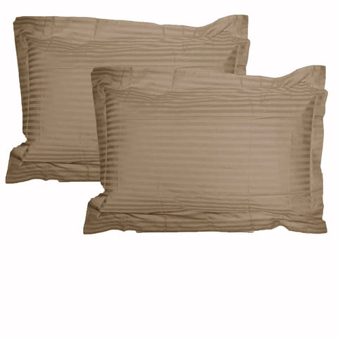 Darrahopens Home & Garden > Bedding Accessorize 325TC Pair of Stripe Jumbo / Queen Pillowcases Mocha