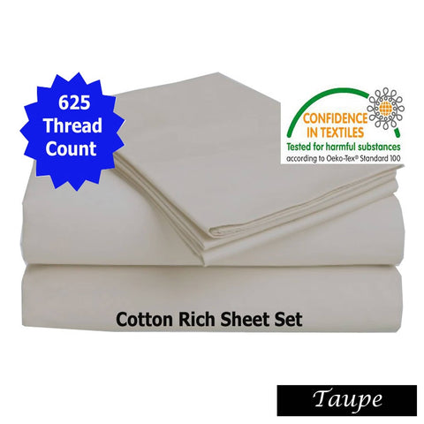 Darrahopens Home & Garden > Bedding Accessorize 625TC Cotton Rich Sheet Set Taupe King