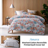 Darrahopens Home & Garden > Bedding Accessorize Amara Washed Cotton Printed Reversible Quilt Cover Set King