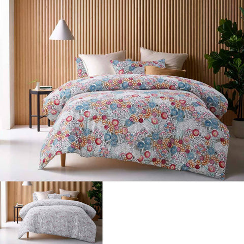 Darrahopens Home & Garden > Bedding Accessorize Amara Washed Cotton Printed Reversible Quilt Cover Set King