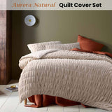 Darrahopens Home & Garden > Bedding Accessorize Aurora Natural Cotton Quilt Cover Set Queen