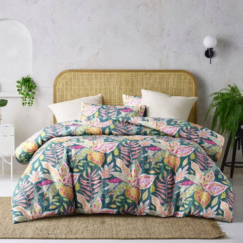 Darrahopens Home & Garden > Bedding Accessorize Betty Carmila Printed Linen Cotton Quilt Cover Set Queen