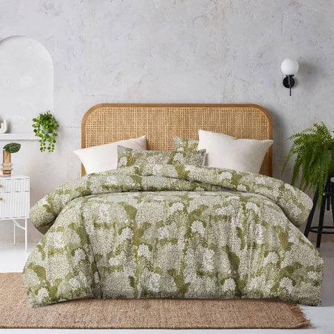 Darrahopens Home & Garden > Bedding Accessorize Betty Otway Moss Green Washed Cotton Printed Quilt Cover Set Super King