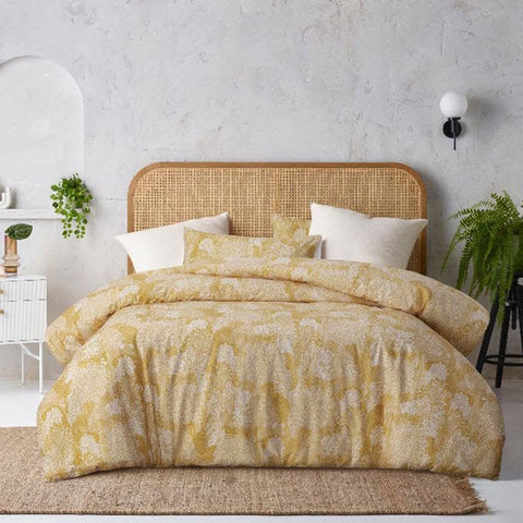 Darrahopens Home & Garden > Bedding Accessorize Betty Otway Ochre Washed Cotton Printed Quilt Cover Set King