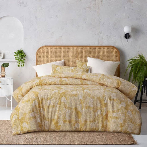 Darrahopens Home & Garden > Bedding Accessorize Betty Otway Ochre Washed Cotton Printed Quilt Cover Set Super King