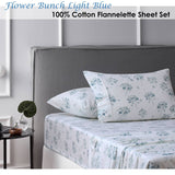Darrahopens Home & Garden > Bedding Accessorize Cotton Flannelette Sheet Set Flower Bunch Light Blue Queen