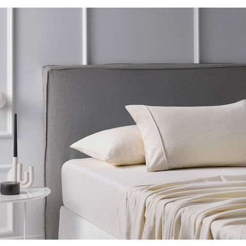 Darrahopens Home & Garden > Bedding Accessorize Cotton Flannelette Sheet Set Ivory Single