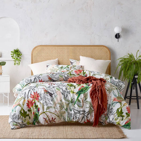 Darrahopens Home & Garden > Bedding Accessorize Currumbin Linen Cotton Printed Quilt Cover Set King
