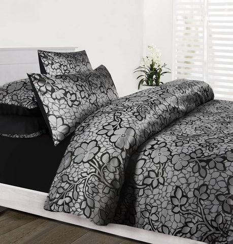 Darrahopens Home & Garden > Bedding Accessorize EMMA Quilt Cover Set Black Double