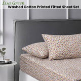 Darrahopens Home & Garden > Bedding Accessorize Lisa Green Washed Cotton Printed Fitted Sheet Set King
