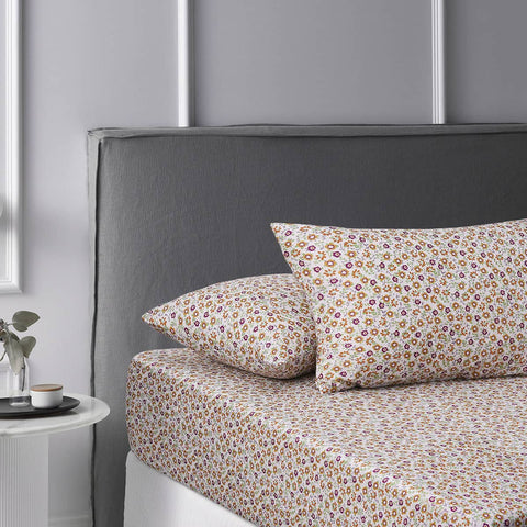 Darrahopens Home & Garden > Bedding Accessorize Lisa Green Washed Cotton Printed Fitted Sheet Set King