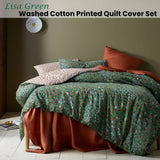 Darrahopens Home & Garden > Bedding Accessorize Lisa Green Washed Cotton Printed Quilt Cover Set King