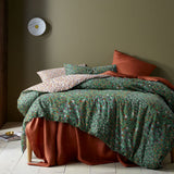 Darrahopens Home & Garden > Bedding Accessorize Lisa Green Washed Cotton Printed Quilt Cover Set King