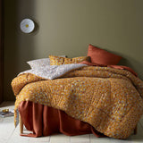Darrahopens Home & Garden > Bedding Accessorize Lisa Ochre Washed Cotton Printed 3 Piece Comforter Set King