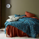 Darrahopens Home & Garden > Bedding Accessorize Lisa Teal Washed Cotton Printed Quilt Cover Set King