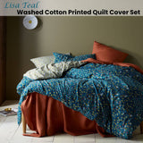 Darrahopens Home & Garden > Bedding Accessorize Lisa Teal Washed Cotton Printed Quilt Cover Set Queen