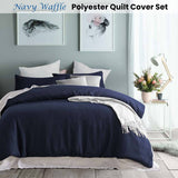 Darrahopens Home & Garden > Bedding Accessorize Navy Waffle Polyester Quilt Cover Set Double
