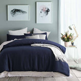 Darrahopens Home & Garden > Bedding Accessorize Navy Waffle Polyester Quilt Cover Set Double
