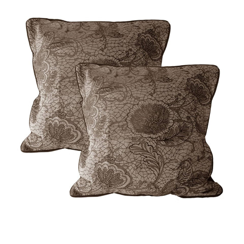 Darrahopens Home & Garden > Bedding Accessorize Pair of Trudie Lace European Pillowcases Chocolate