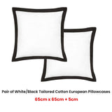 Darrahopens Home & Garden > Bedding Accessorize Pair of White/Black Tailored Hotel Deluxe Cotton European Pillowcases
