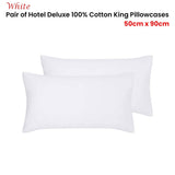 Darrahopens Home & Garden > Bedding Accessorize Pair of White Hotel Deluxe Cotton King Pillowcases 50cm x 90cm