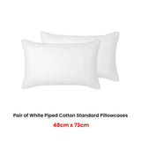 Darrahopens Home & Garden > Bedding Accessorize Pair of White Piped Hotel Deluxe Cotton Standard Pillowcases