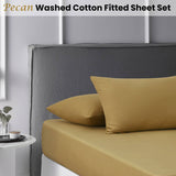 Darrahopens Home & Garden > Bedding Accessorize Pecan Washed Cotton Fitted Sheet Set Super King