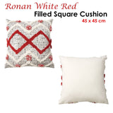 Darrahopens Home & Garden > Bedding Accessorize Ronan White Red Filled Square Cushion
