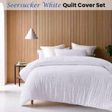 Darrahopens Home & Garden > Bedding Accessorize Seersucker White Cotton Quilt Cover Set King