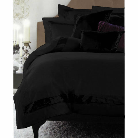 Darrahopens Home & Garden > Bedding Accessorize Sequins Black Quilt Cover Set Double