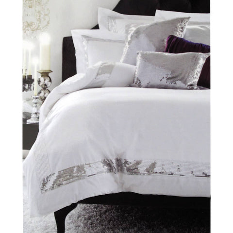 Darrahopens Home & Garden > Bedding Accessorize Sequins White Cotton Quilt Cover Set Single