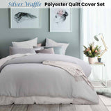 Darrahopens Home & Garden > Bedding Accessorize Silver Waffle Polyester Quilt Cover Set King